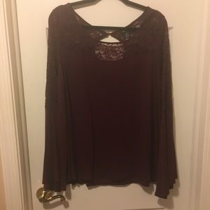 Torrid Burgundy Long Sleeve Lace Top